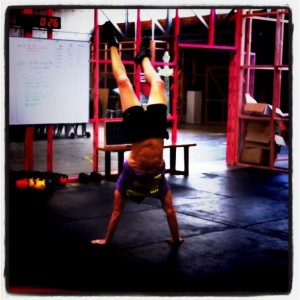 Coach Wykie working on handstand